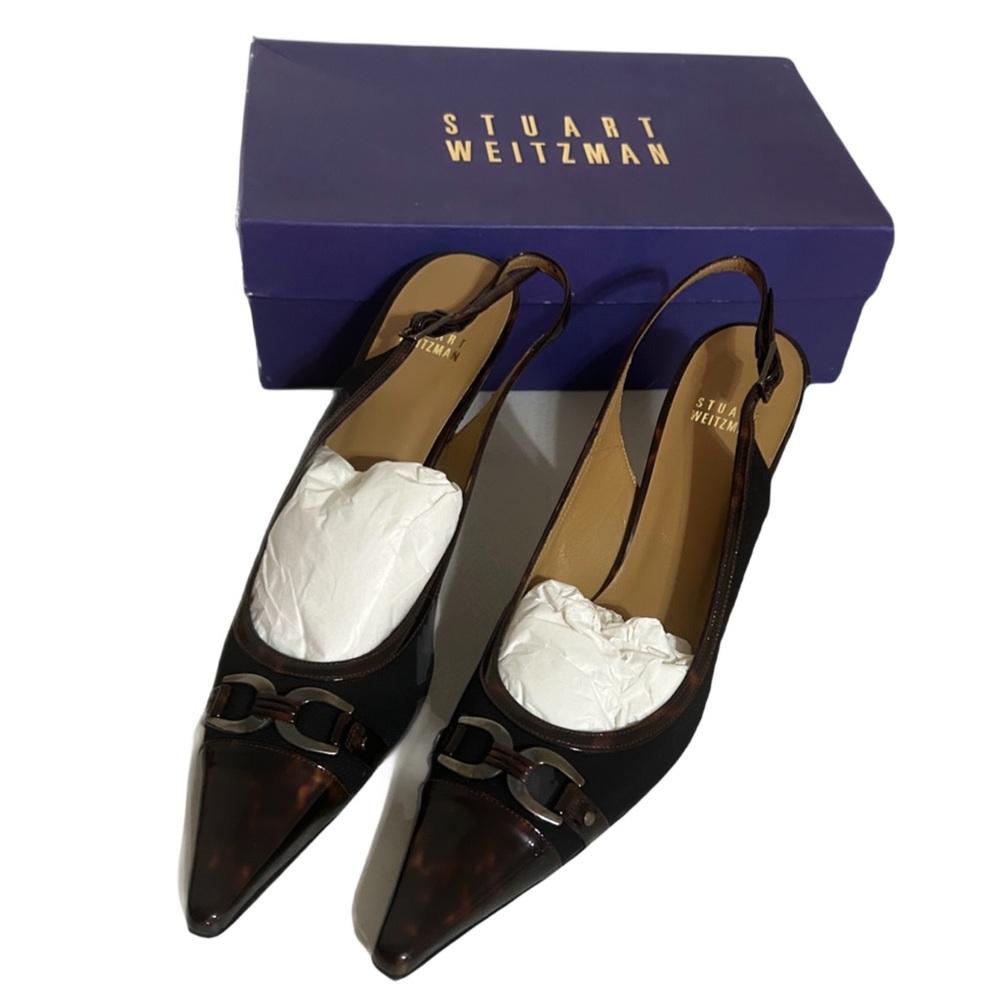 NWT Stuart Weitzman Black & Tortoise Shell Heels Elegant Design